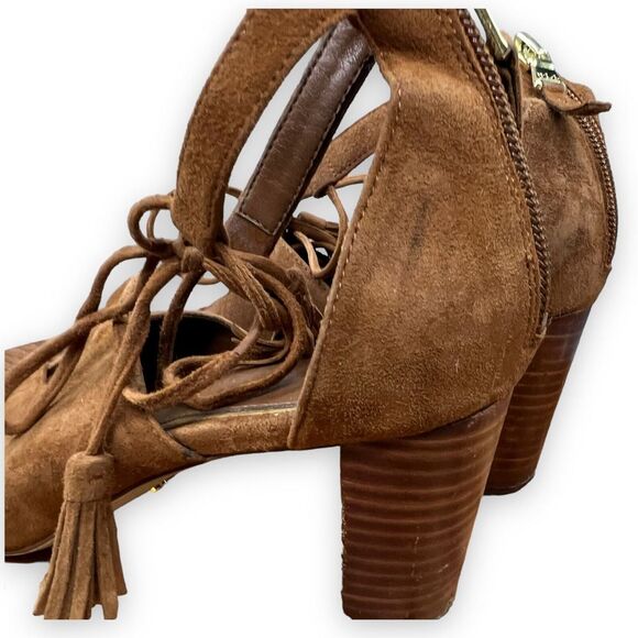 Lauren Ralph Lauren Sandals Womens 8.5 Brown Hasel Suede Strappy Gladiator‎ Heel - Picture 4 of 14